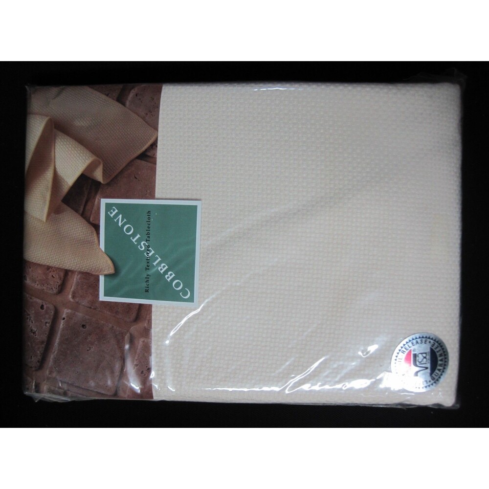 BARDWIL Carefree Elegance Easy Care Cream Cobblestone Tablecloth 90" Round